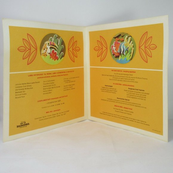 Continental Airlines Tropical Bounty Don the Beachcomber Food & Grog Menu LAX Y6 - Picture 2 of 5